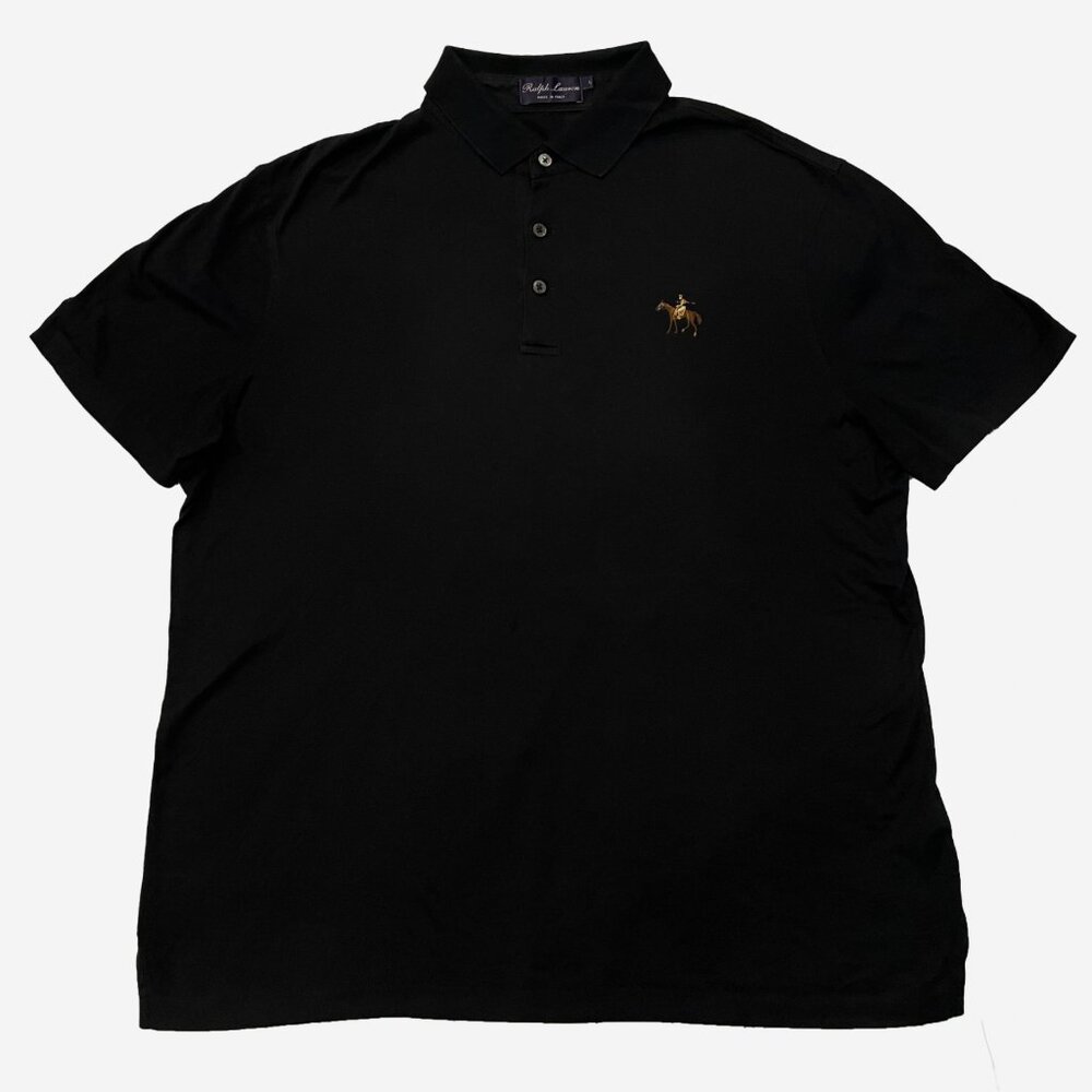 Ralph Lauren Purple Label Jockey Polo interlock cotton shirt Large L ITALY black